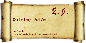 Quiring Jolán névjegykártya