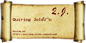 Quiring Jolán névjegykártya